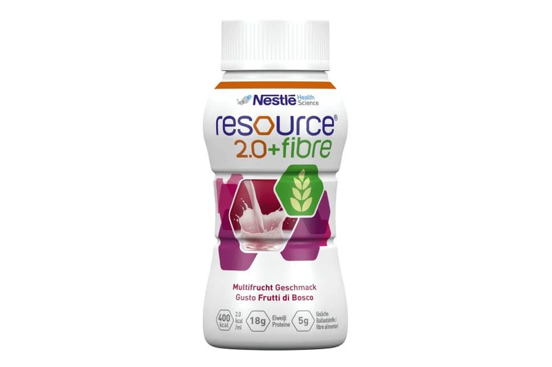 resource_20fibre-packshot.png Plastikflasche mit Multifrucht-Geschmack, enthält Proteine und Ballaststoffe, von Nestlé Health Science.